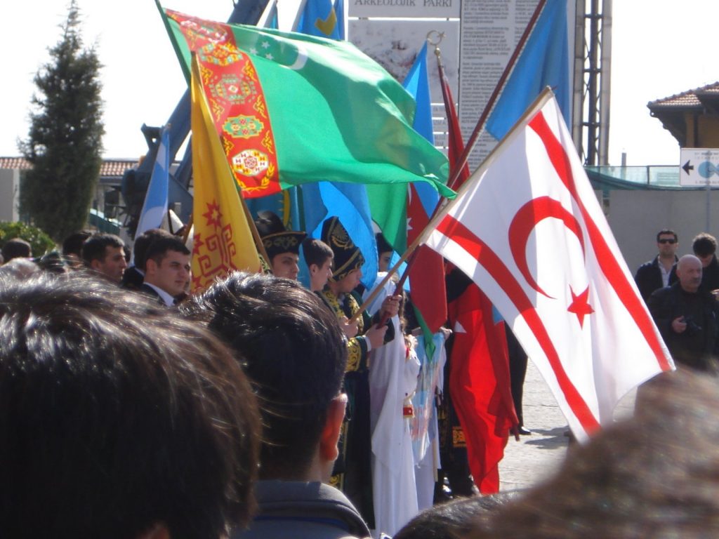 Panturkismus Fahnen Zentralasien Türkei Demonstration