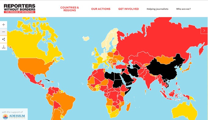 Die Weltkarte der Pressefreiheit