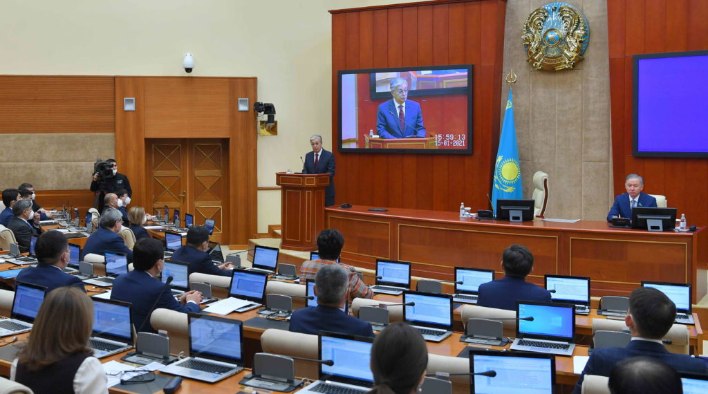 Qassym-Jomart Toqaev addresses Kazakhstan's parliament