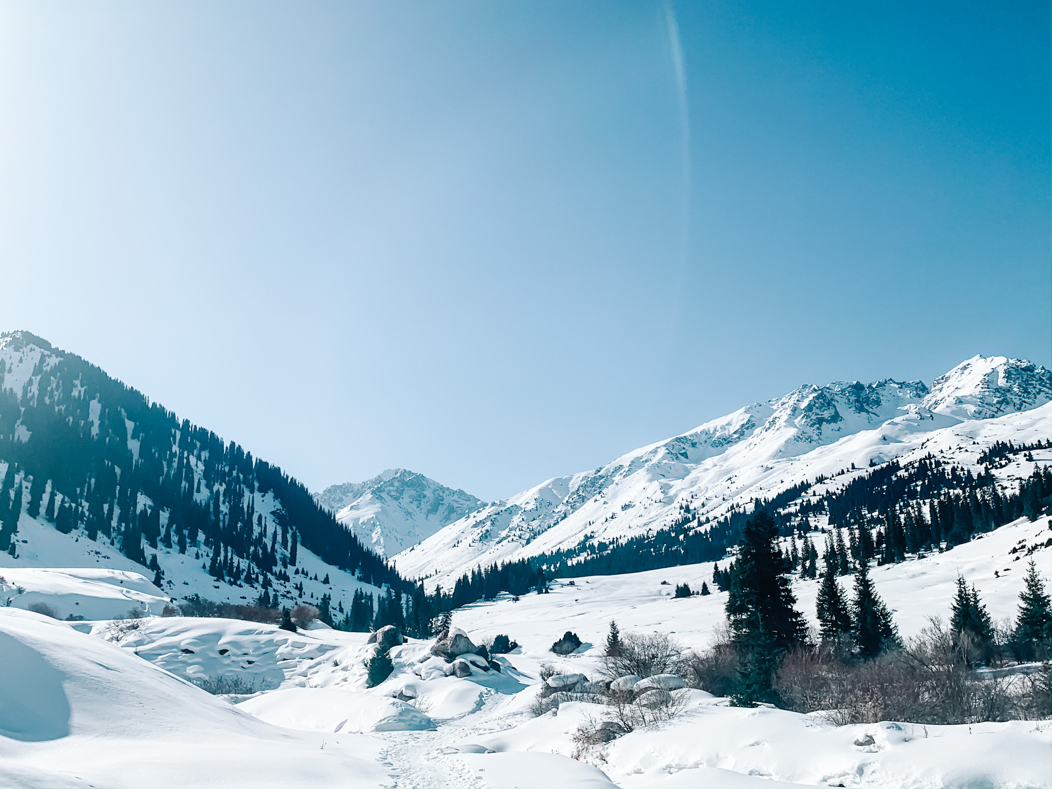 Kyrgyzstan Alakol Lake winter landscape