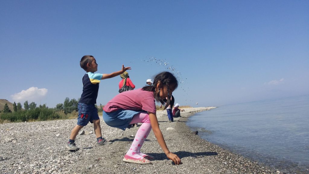 Children play on the shores of Lake Van.