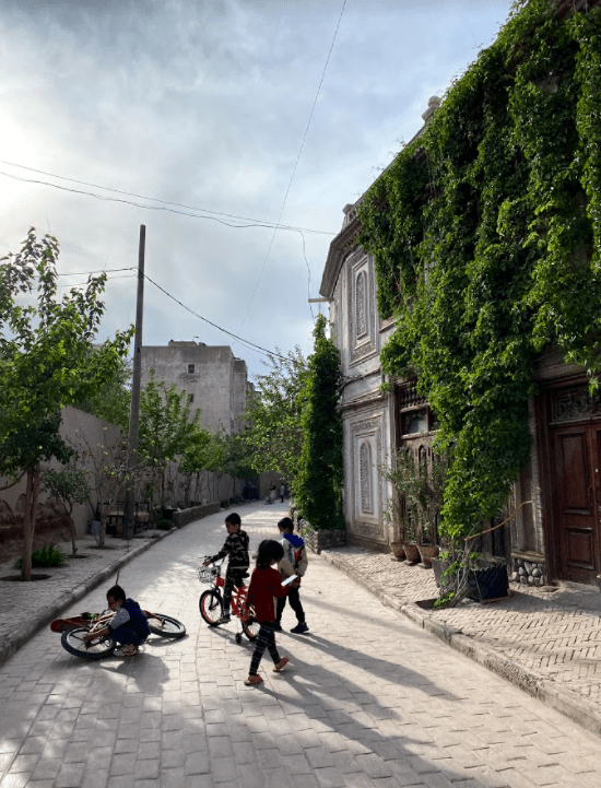 Kids playing old streets Kashgar Uyghur region western China