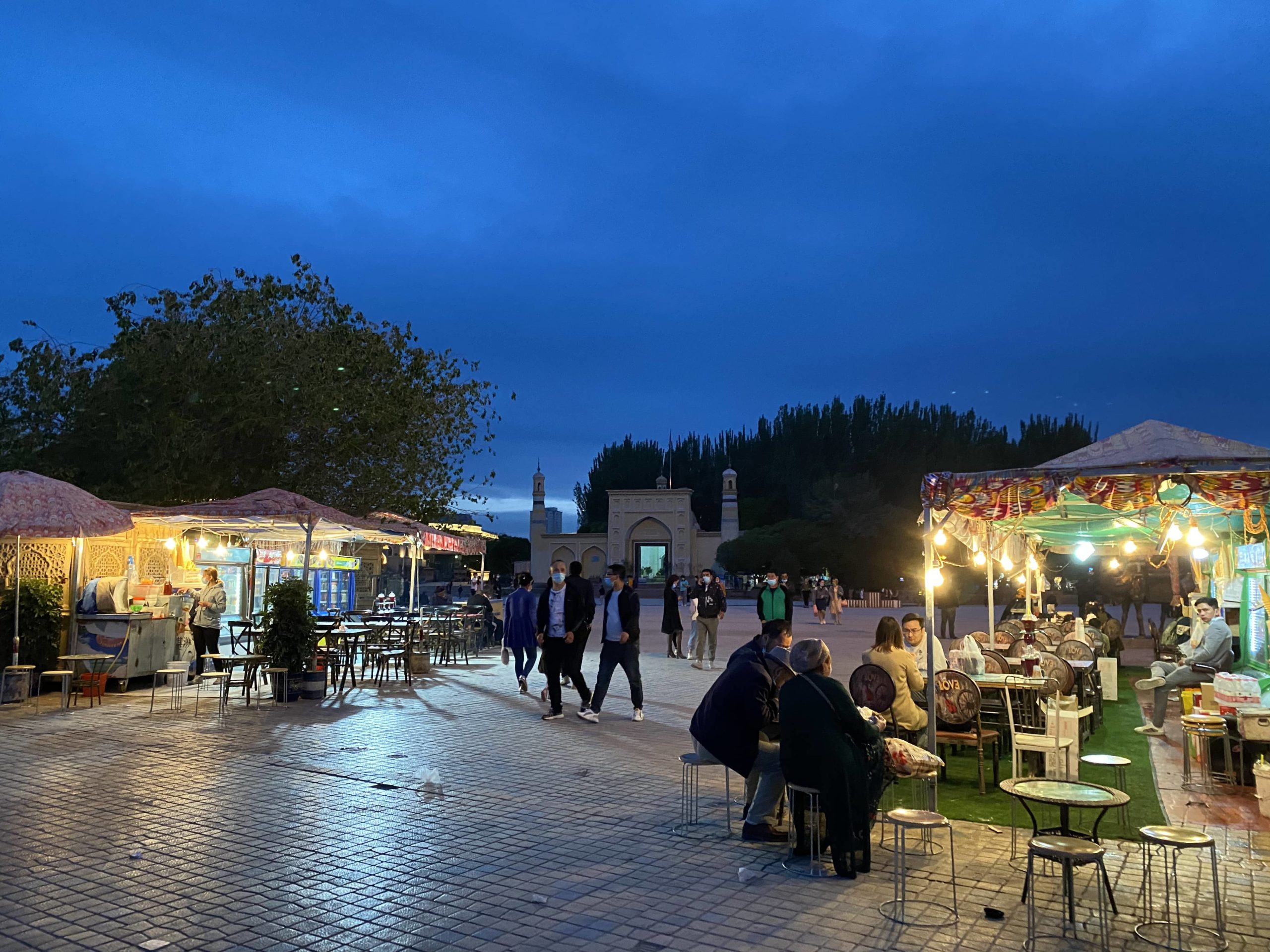 xinjiang kashgar central place street food evening