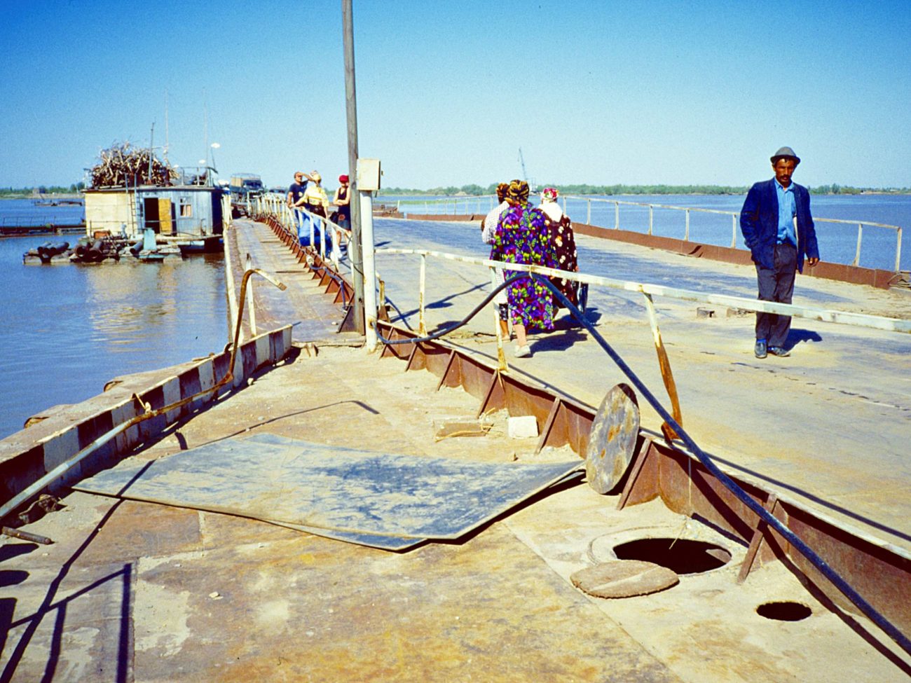 Pontoon bridge over the Amu Darya