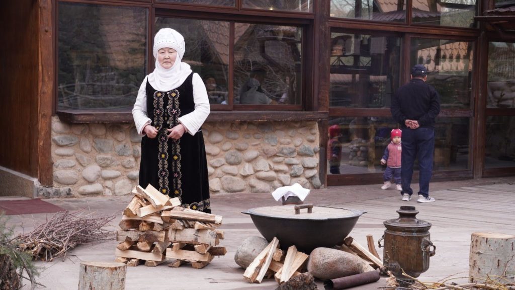 A Kyrgyz woman in traditional clothing. Photo by Tasnim Azimova.