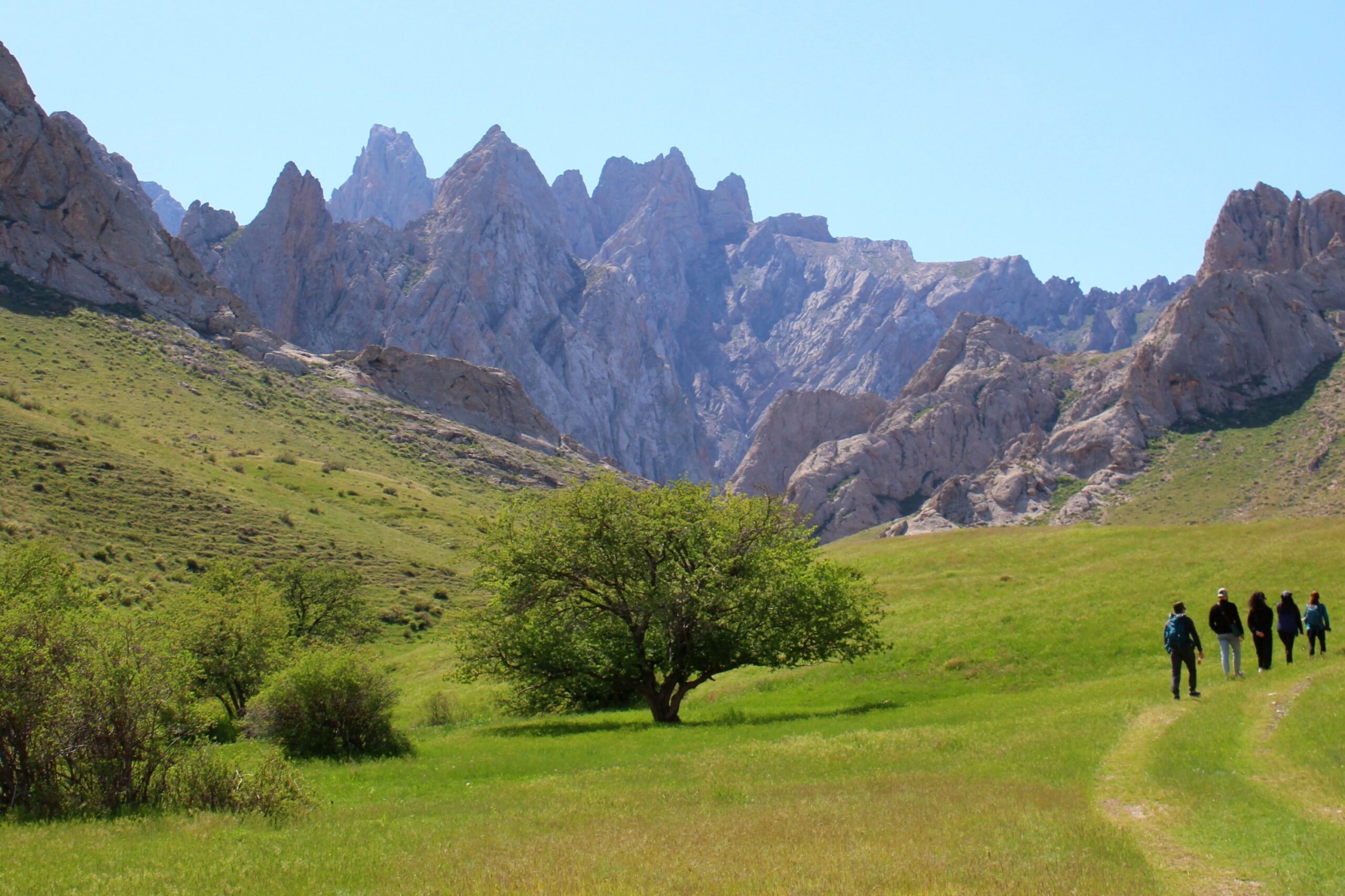 A hiking group on the way to Kelinshektau