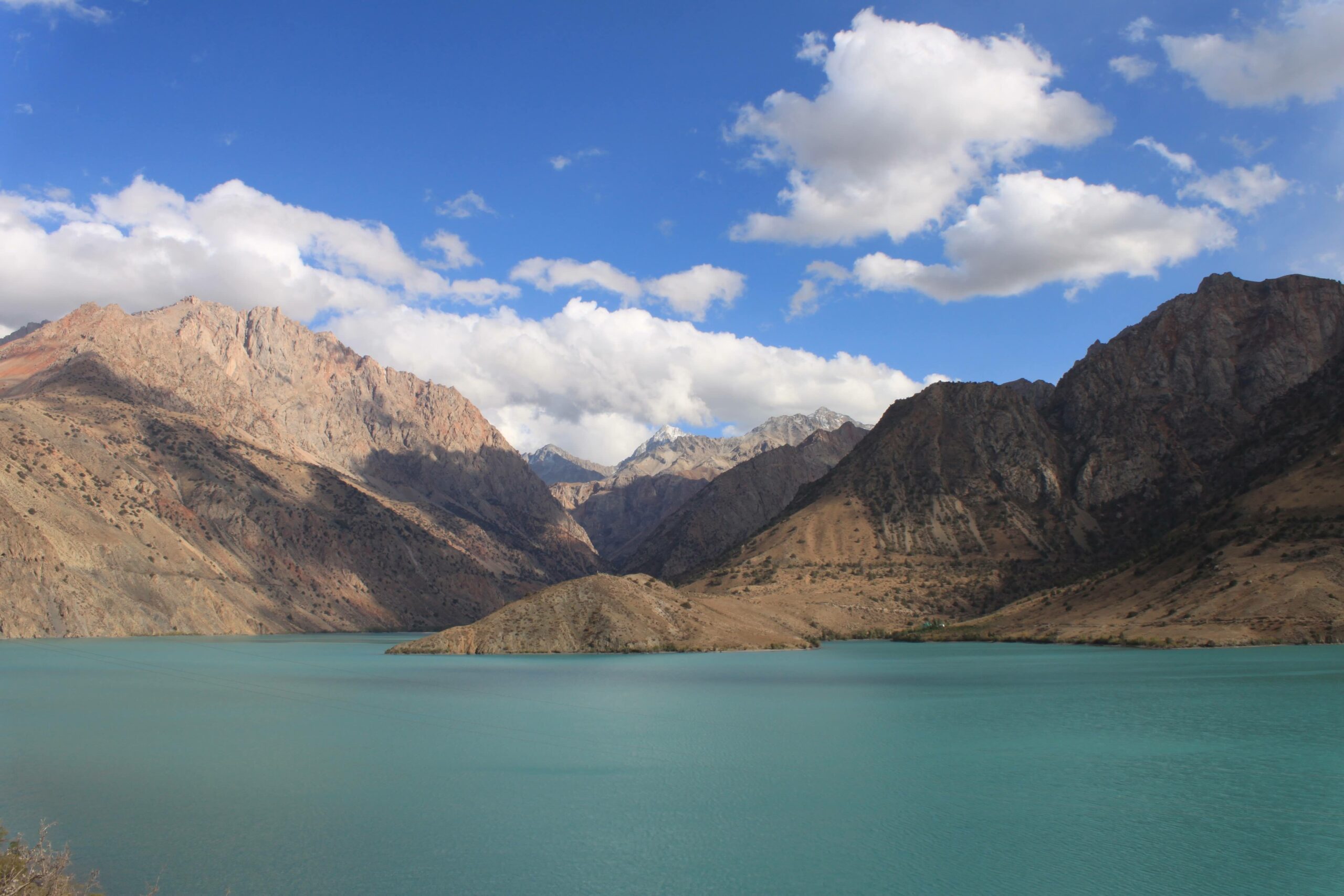 blue lake deserts mountains blue sky