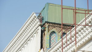 Renovating a facade in Dushanbe, Tajikistan, 2023.