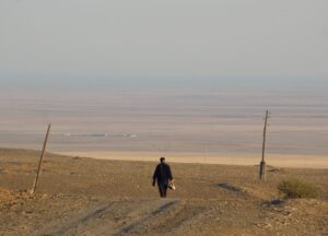 The morning walk for bread in the countryside of the Jizzakh region, Uzbekistan.