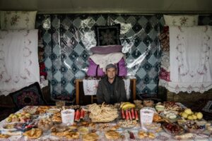 Feast table of the Kazakh ethnic minority in Xinjiang