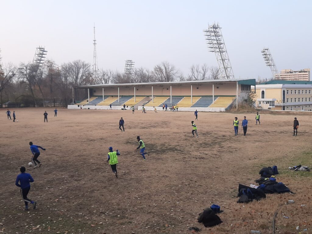 Children playing football in Tashkent. Credits: Mathieu Lemoine.