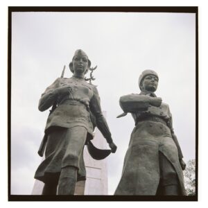 Monument to the Soviet Union heroes Aliya Moldagulova and Manshuk Mametova
