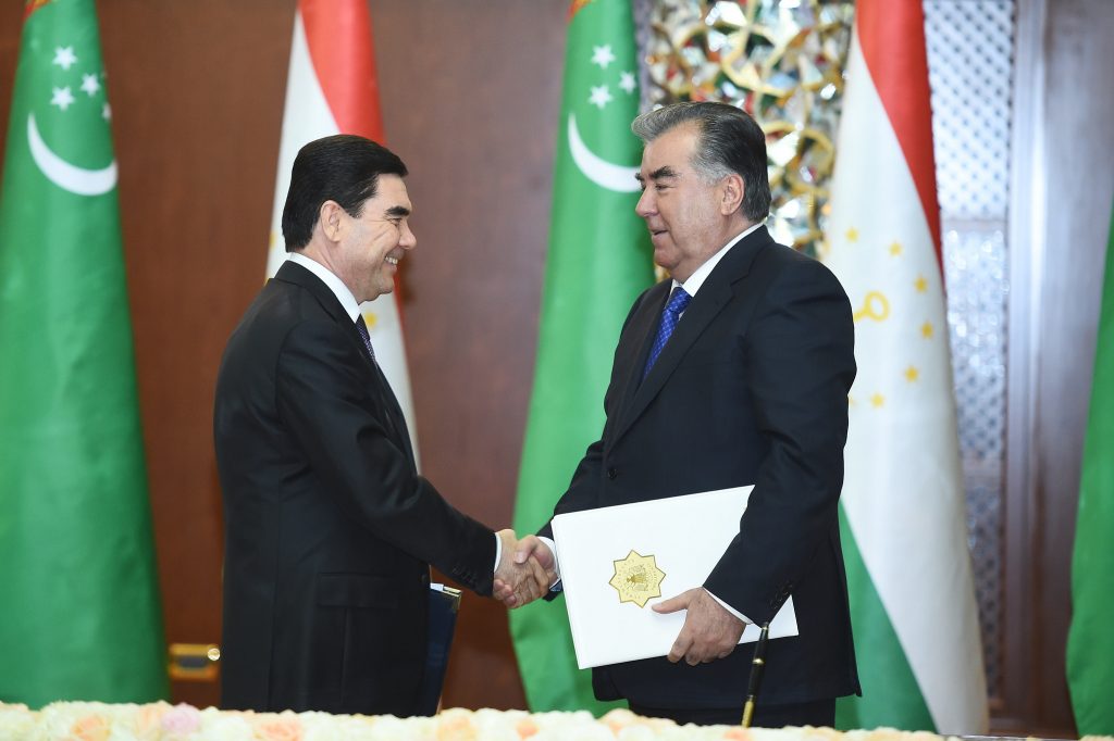 Emomali Rahmon Gourbangouly Berdimouhamedov Tadjikistan Turkménistan Présidents Accord