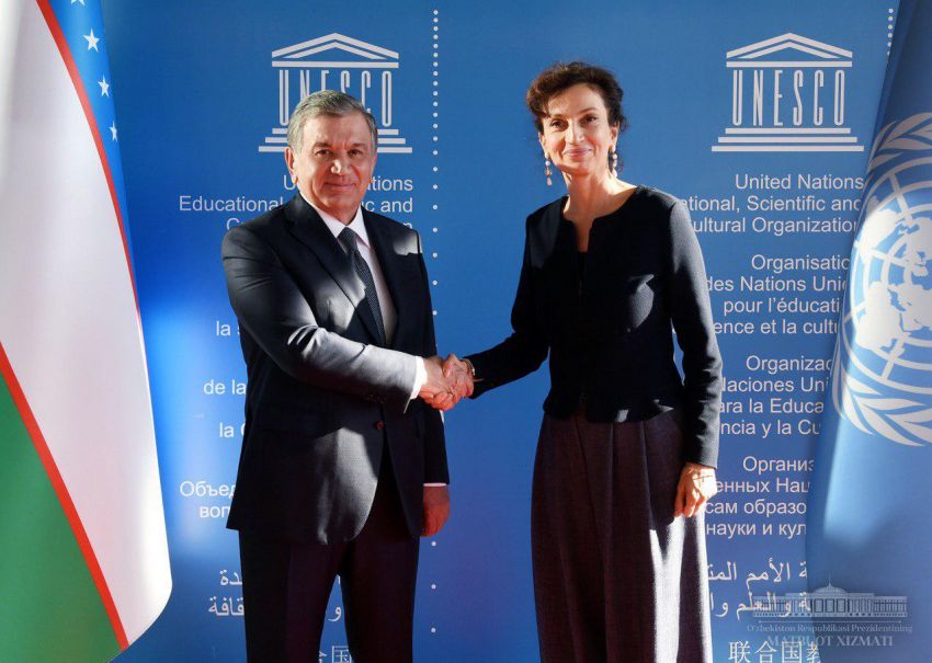 Chavkat Mirzioïev Audrey Azoulay Visite France UNESCO