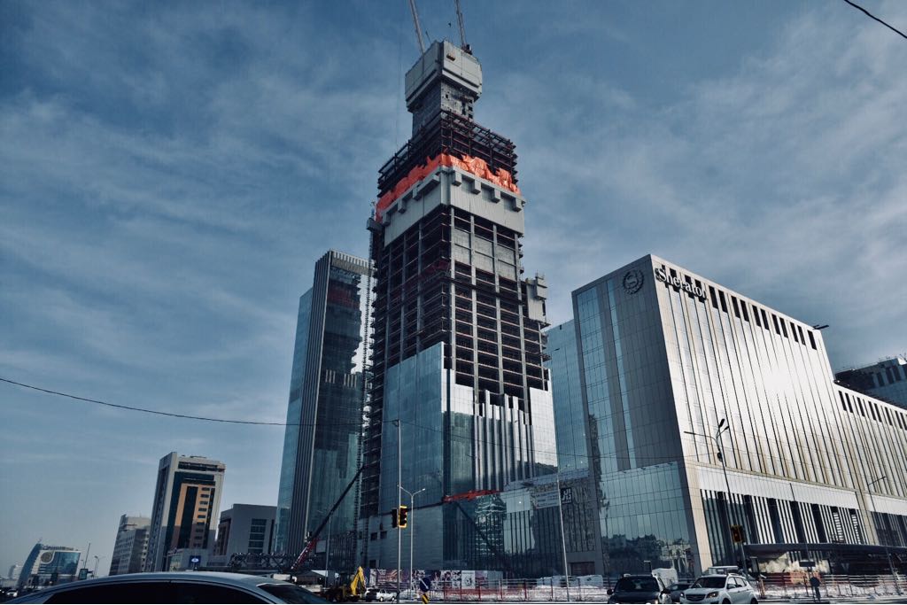 Abu Dhabi Plaza Noursoultan Astana Capitale Kazakhstan 2018 Chantier Construction