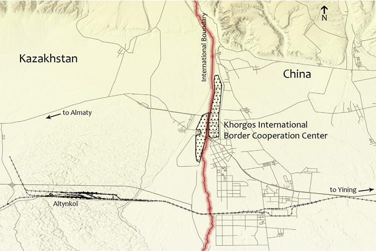 Carte Frontière Khorgos Kazakhstan Chine