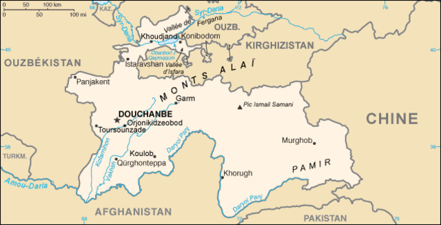 Carte Tadjikistan Kirghizstan Frontière