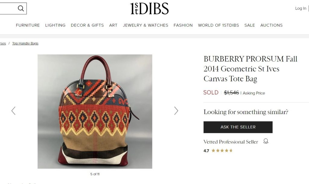 Burberry sac tapis turkmène