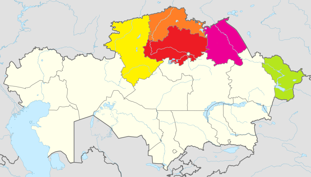 Région Kazakhstan Nord Pavlodar Kostanaï Kazakhstan septentrional Aqmola Kazakhstan oriental