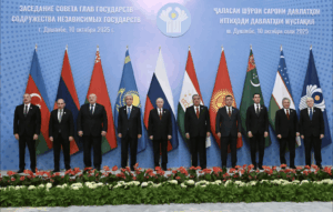 Les chefs d'Etats membres de la communauté des Etats Indépendants au sommet de Douchanbé, le 10 octobre 2025. Crédits : CEI