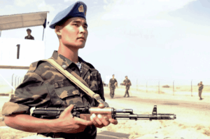 Un paramilitaire kazakh lors d'exercices militaire en 2000 (illustration). Crédit : Wikicommons