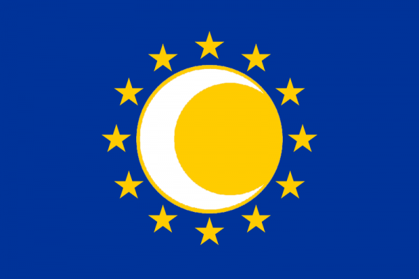 drapeau eurasie proposition croissant etoiles fond bleu