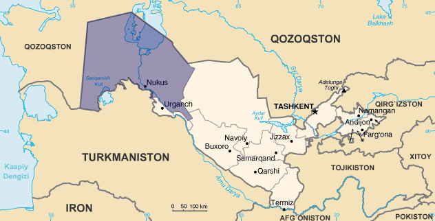 ouzbékistan carte karakalpakstan